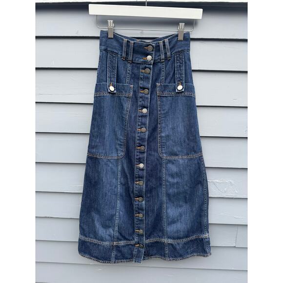 GOOP G. LABEL Maddy Denim Midi Skirt 24 XS - Picture 4 of 7